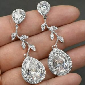 Ladies White Topaz Dangle Earrings